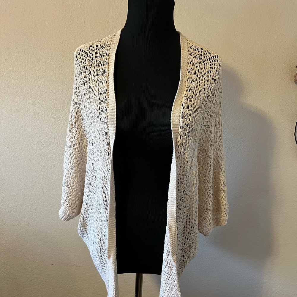 Forever 21 Cream Open-Knit Cardigan